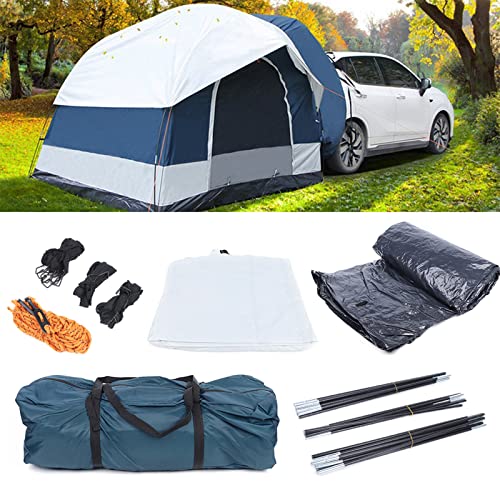 SUV Car Tent Outdoor for 4 Person Oxford Cloth Car Canopy Truck Tent PU2000 Waterproof Pop Up Camping Car Tent with Oversized Screen Windows and Storage Bag for Car Outdoor Camping Fishing Hiking
