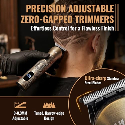 Image of Ufree Hair Clippers for Men, Beard Trimmer, Foil Shaver 3-in-1 Grooming Kit | Type-C Fast Charging & LED Display Pro Cordless Barber Clipper for Home Haircuts, T-Blade for Seamless Fades, for All Hair