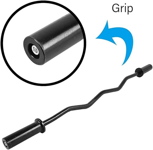 Miniatura 4 de Barra de pesas de 47 pulgadas, barra de levantamiento de rizos estándar con mango roscado estándar cromado y collares de anillo para ejercicio en