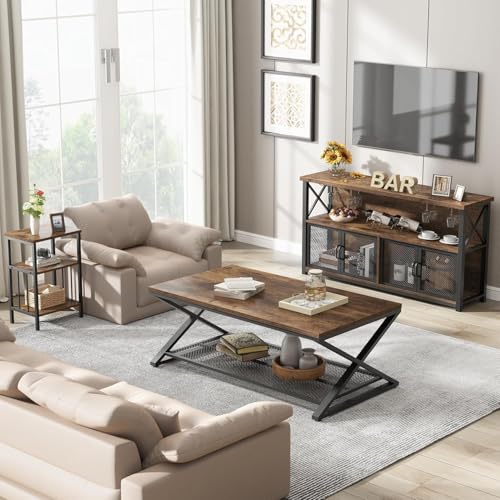 Image of Klaxon Wooden Bar Cabinet for Home | Large Bar Unit for Living Room with Wine Rack, Hanging Glass Holders & Mesh Door Storage | Rustic Bar Table for Home & Bar Counter for Home (Nysa)