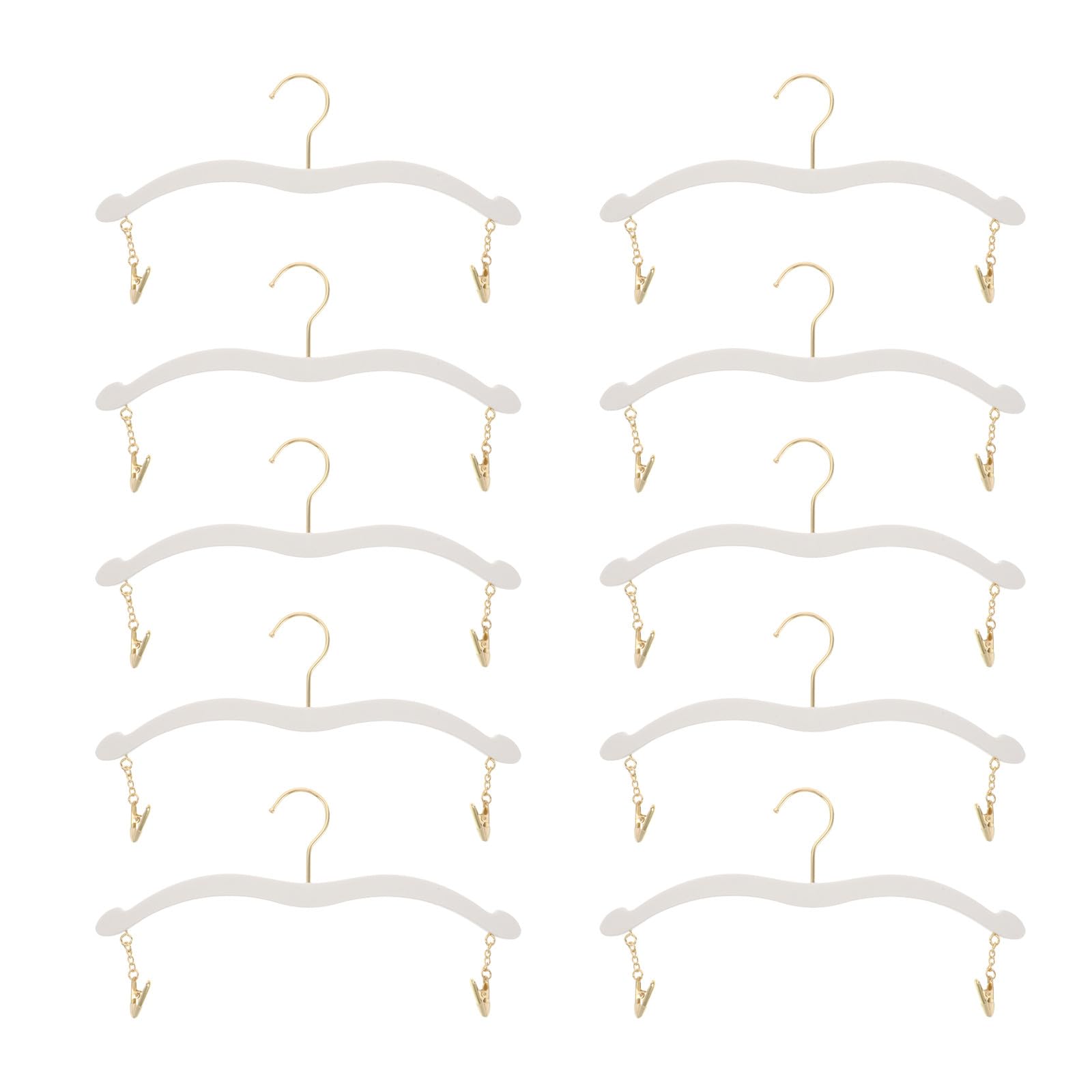 10 Perchas para lencería con Clip de Metal Dorado para Bralettes y