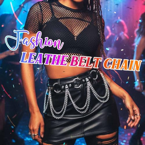COSYDAYS Goth Chain Belt Black Leather Waist Chain Rave Body Chains Jewelry for Women2
