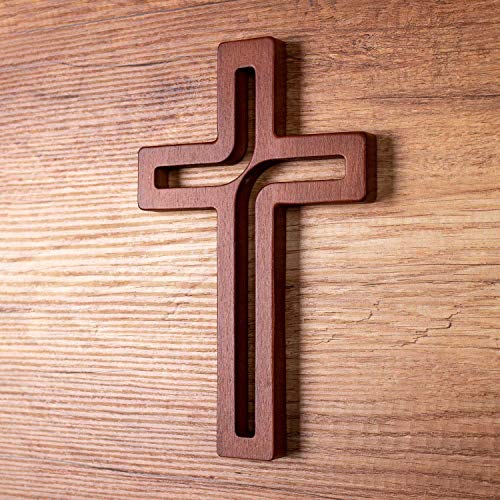 4Soul Wall Cross | Wooden Cross For Wall | Home Wall Decor | Decorative Hanging Cross 10 Inch (Brown) 10 Tall #TOP1