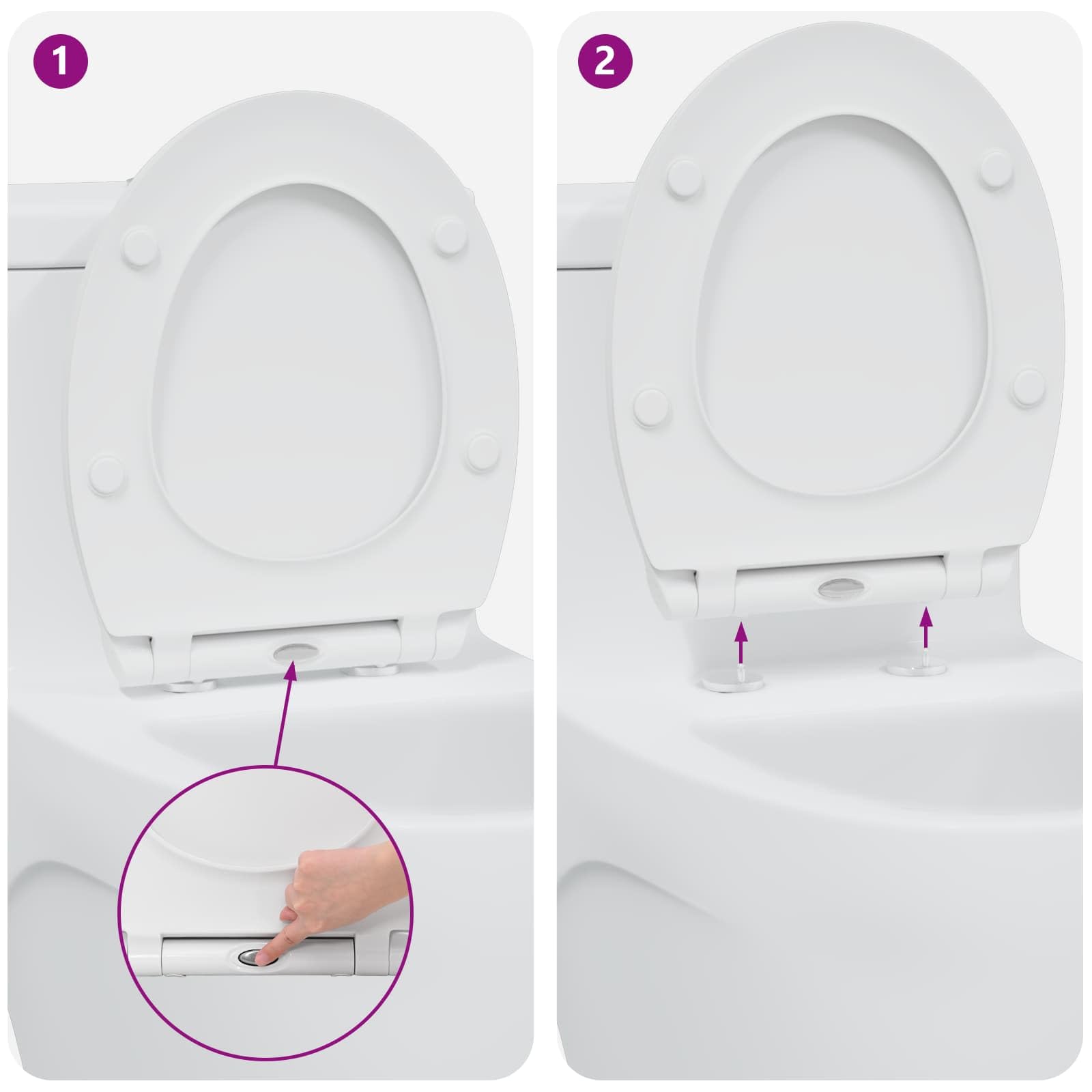 WC Sitz Toilettensitz Weiß Duroplast 45,5 x 37,5 cm Absenkautomatik Scharnier für WC Toilettendeckel Montage Innenbad Komfort Sanitärzubehör