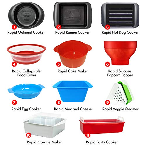 Rapid Brands Deluxe 11-Piece Microwave Cookware Set | Microwave Dishes for Cooking | Microwaveable Set of Dishwasher Safe Dishes | BPA Free Microwave Bowls