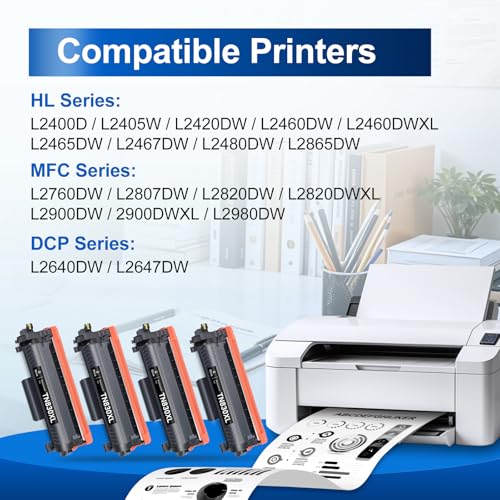Image of InkNI Compatible Toner Cartridges Replacement for Brother TN830XL TN830 TN 830 XL Toner Cartridges Work for HL-L2460DW DCP-L2640DW HL-L2480DW HL-L2400D HL-L2405W MFC-L2820DW Printer (Black, 4 Pack)