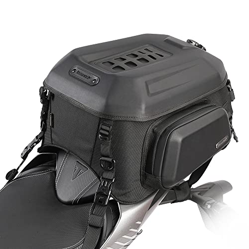 Bagagem de viagem para motocicleta Rhinowalk, bolsa traseira expansível, 35 L, impermeável, para todos os climas, bagageiro, bolsa para bagageiro com alças para Sissy Bar, preto fosco