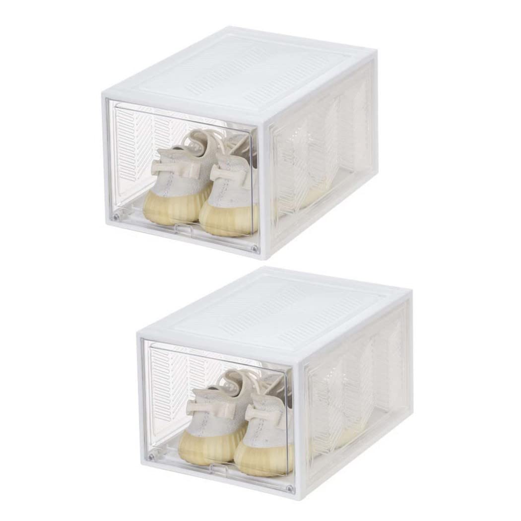 Rangement chaussures transparent empilable grand format taille 48 blanc