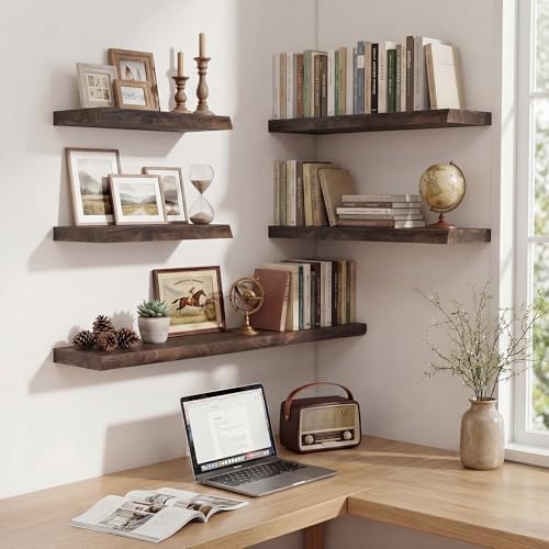Image of Axeman 30 inch Floating Shelves for Wall Live Edge, Walnut, 2PCs