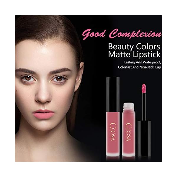 COOSA 3PCS of 3 Colors Madly MATTE Lipstick Non-stick Cup Waterproof Lipgloss-Set A