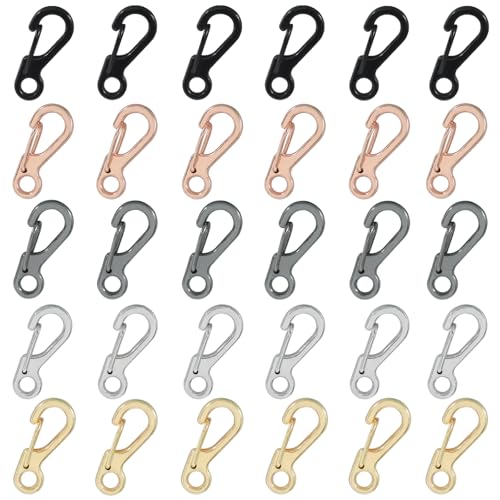 Auvotuis 30Pcs Mini Carabiner Clip, 1 inch, 5 Colors