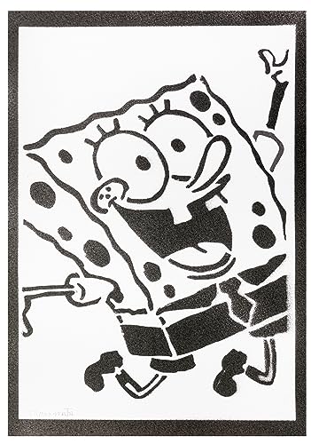 moreno-mata Echtes Handgemachtes Graffiti Sponge B... Aesthetic Poster & Kunstdrucke Bilder Plakat Handmade Deko Wandbilder Wohnzimmer Wanddeko Geschenke für Männer und Frauen