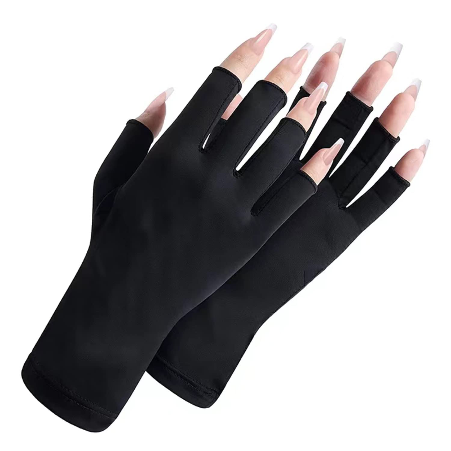 UV Gloves for Nails - UPF80+ High-tech Professional U V Gloves for Manicures, Anti UVA & UVB 999+ U V Gloves for Gel Nail Lamp Skin Care Fingerless Gloves Prevent Hands from U V Harm （Black）