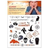 Alpino Tatouages temporaires Halloween | Tatouages amovibles Orange, Noir, Violet | Imperméables, différents motifs Halloween
