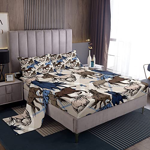 Lenzuolo Con Angoli ABAKUHAUS Cavalli Frisoni - 90x190 Cm - Morbido E Elastico, Nero E Verde - 3