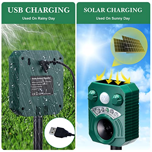 Kittmip 8 Packs Solar Animal Repeller Waterproof Ultrasonic Pest Repellent With Motion Sensor Flashing Light Outdoor Deterrent Devices Garden Yard Farm For Cat Dog Bird Squirrel, Red #TOP3