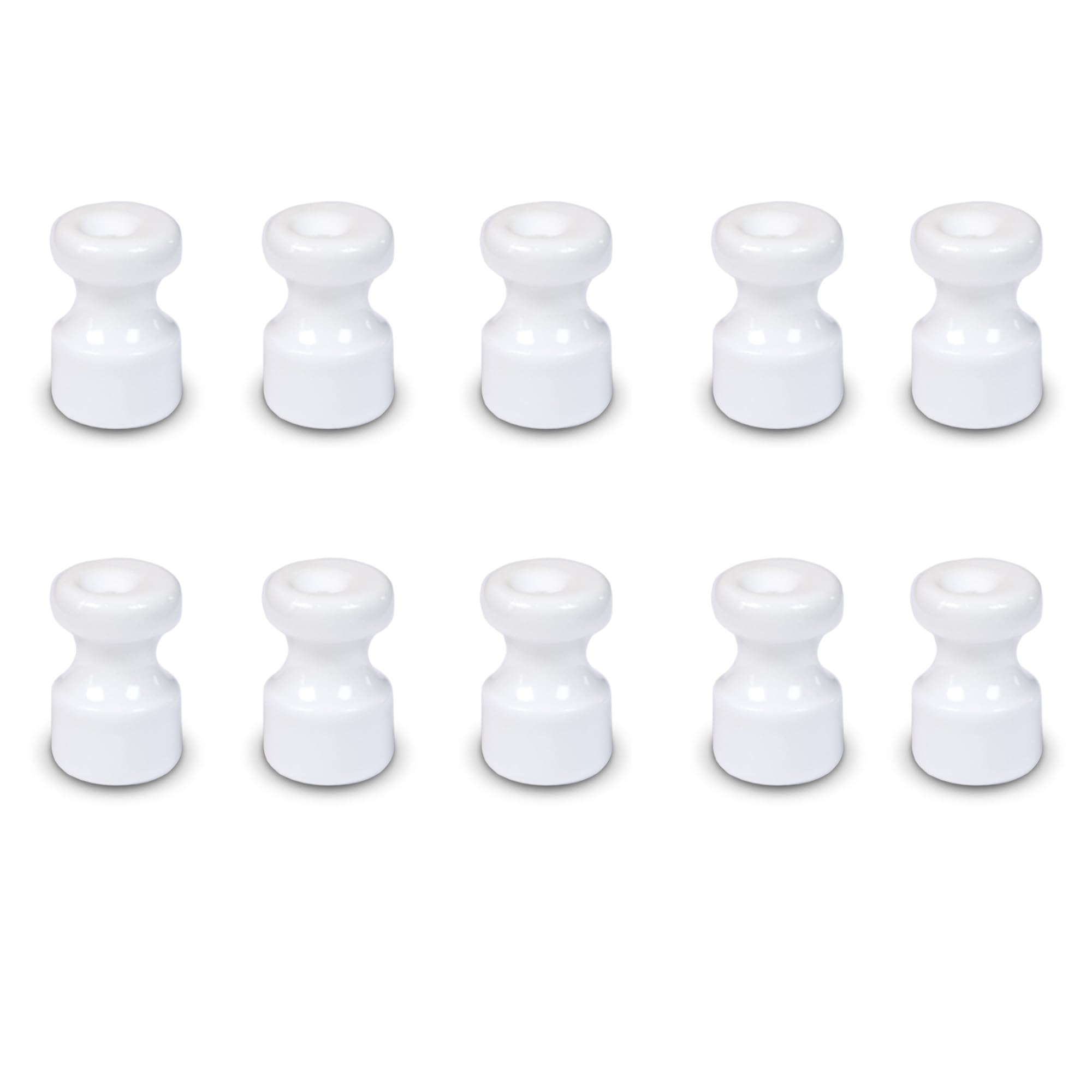 FANTON Isolatore in plastica bianco effetto ceramica Kit 10 isolatori Ø 16mm h 25 mm per installazioni cavo seta vintage completi di viti ottonate 84035-B10
