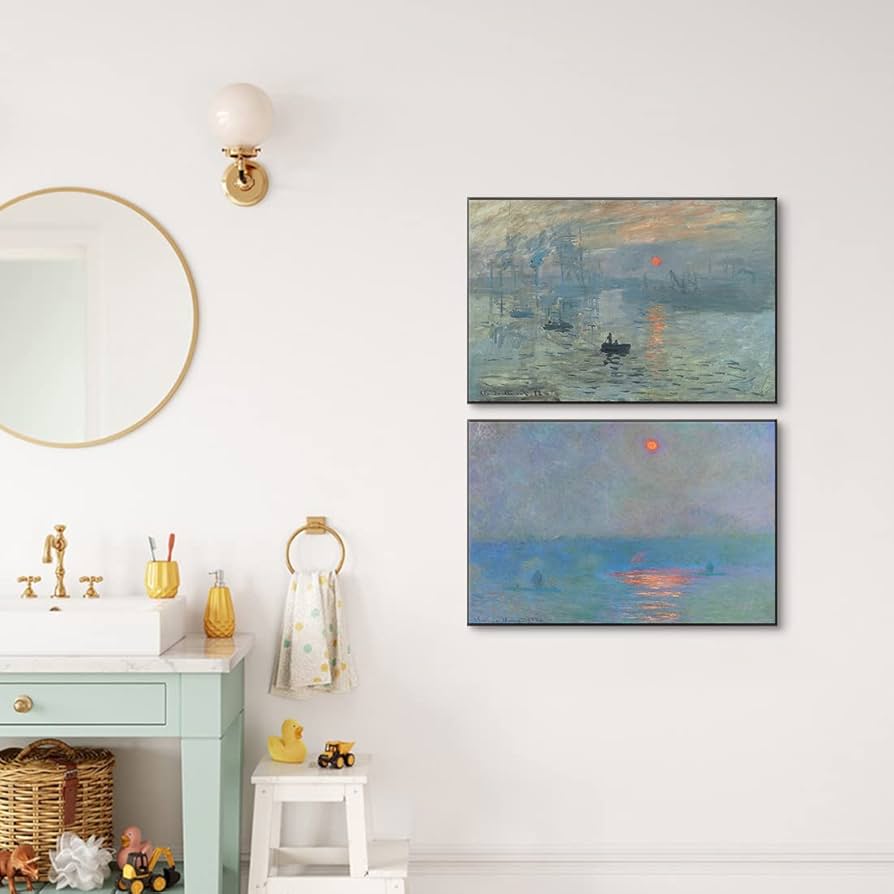 モーリスマルタン印象派風景画 金色フレーム付き15Ｆ mone_hinode.jpg