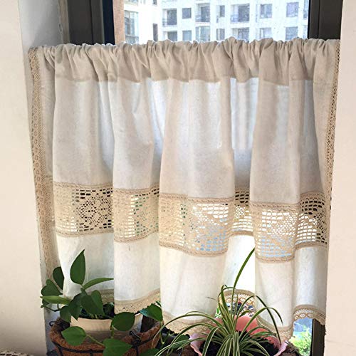 Cortina pequeña de lino de algodón confeccionada artesanalmente para ventanas de dormitorio 2