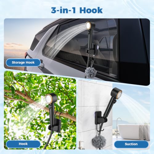 Ivuqa Portable Camping Shower with Heater, 8000mAh Rechargeable Shower Pump, 20L Foldable Bucket, IPX8, Auto-Off Heated, Portable Shower for Camping, LED Display for Hiking, Travel, Pet, Car Wash - Image 9