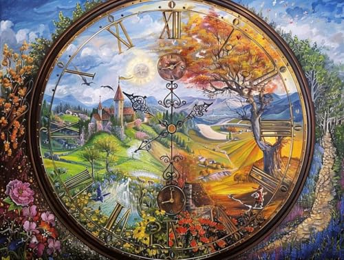 Diamond painting adulte paysage 90x120 cm avec horloge DIY kit complet