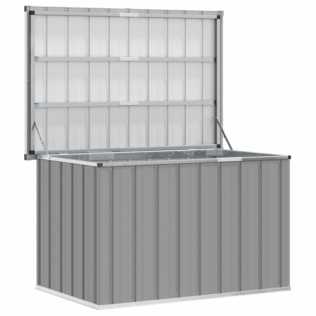 Gartenbox Grau mit Deckel 109x67x65 cm, wetterfeste Aufbewahrungsbox mit Stauraum für Kissen und Auflagen, Outdoor Truhe für Balkon Terrasse, wetterfest und platzsparend