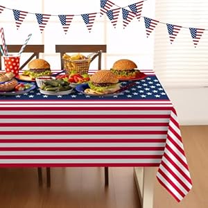 Childom 2 Pack Patriotic Tablecloth,Disposable Plastic Tablecloth 54" x 108" Patriotic Decorations Birthday Party Supplies for Camping,Memorial,Veterans Childom 2 Pack Patriotic TableclothDisposable Plastic Tablecloth 54 x 108 Patriotic Decorations Birthday Party Supplies for CampingMemorialVeterans