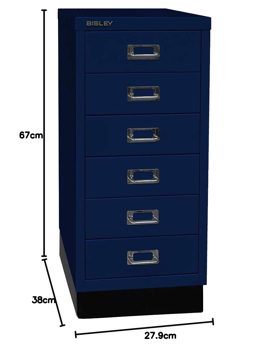 BISLEY MultiDrawer, Serie 29 con Base, DIN A4, 6 cassetti, Metallo, 696, Bianco Traffico, 38 x 27,9 x 67 cm