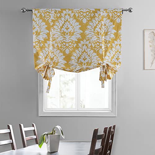 Image of HPD Half Price Drapes Room Darkening Tie Up Curtains 46 X 63 Inch Lacuna Printed Cotton Window Roll Up Balloon Curtain for Living Room, Kitchen PRTW-TUD46A-63 (1 Panel), Lacuna Sun
