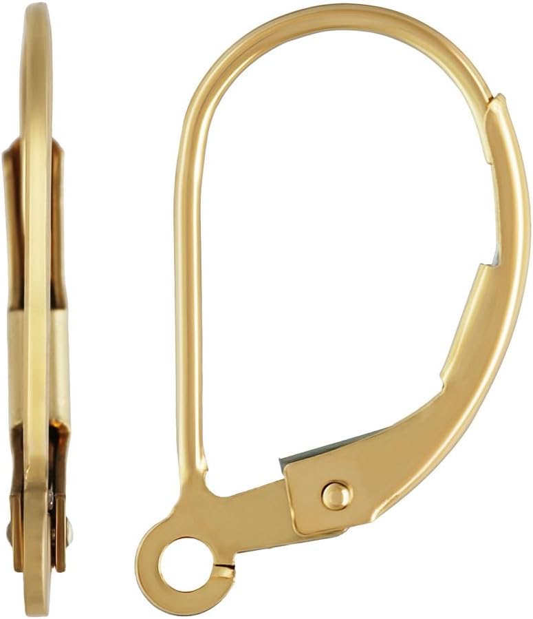 10pcs Adabele Real 1/20 14K Gold Filled Strong Leverback Earring Hooks Open Ring Ear Wire Non Tarnish for DIY Earrings Jewelry Making JK1-G