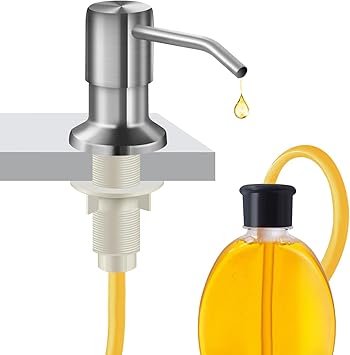 Soap Dispenser for Kitchen Sink and Extension Tube Kit, Stainless Steel SoapDispenser with 47 Inches Tube Connects Directly t