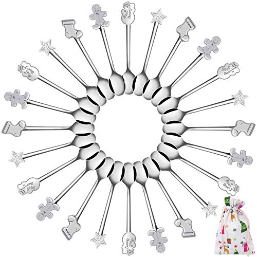Aneco Lot de 24 mini cuillères de Noël en acier inoxydable pour café, thé, soupe, sucre, dessert, crème glacée Cover