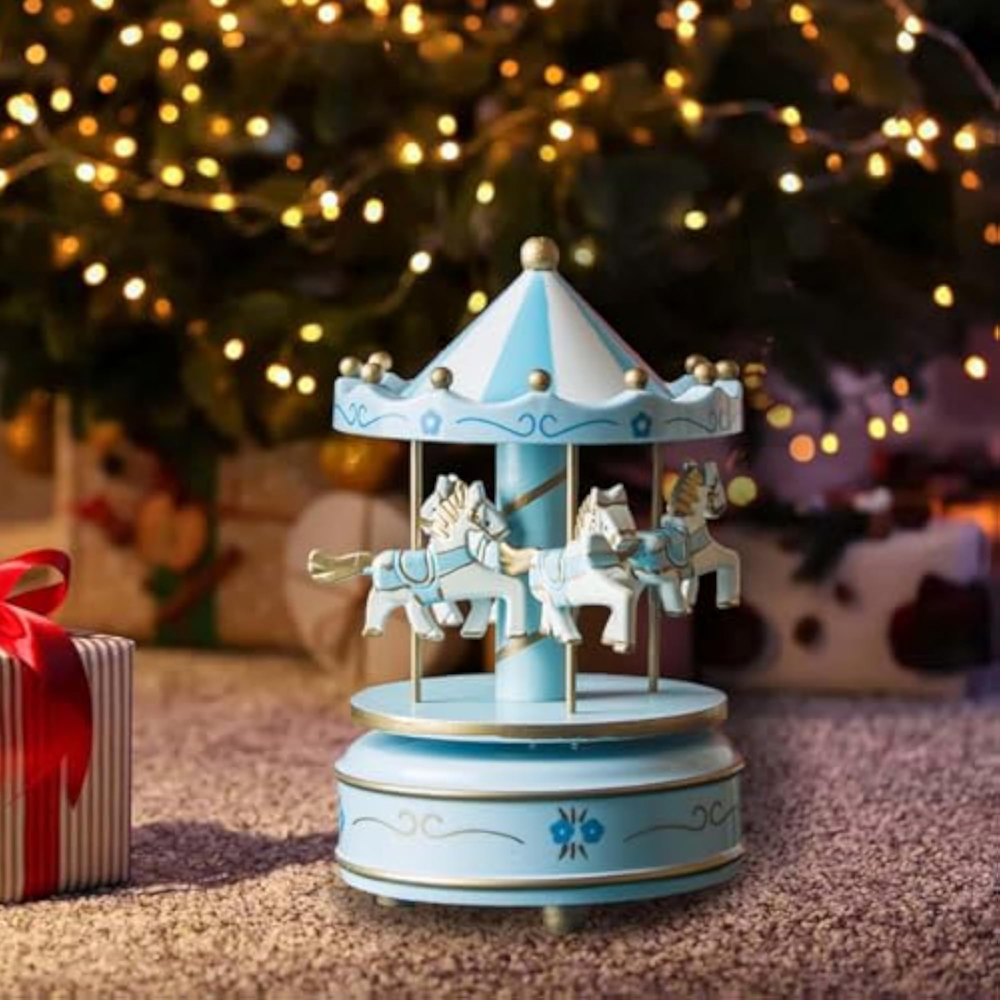 Wood Musical Box for Holiday Decoration, Rotating Crafts
