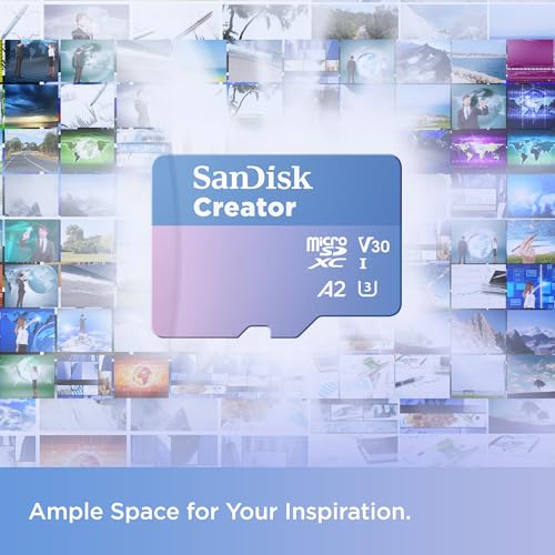 SanDisk Creator microSDXC UHS-I Speicherkarte 1 TB + Adapter (Für Smartphones, Kameras und Drohnen, 5.3K & 4K, A2, C10, V30, U3… – Ansicht 5
