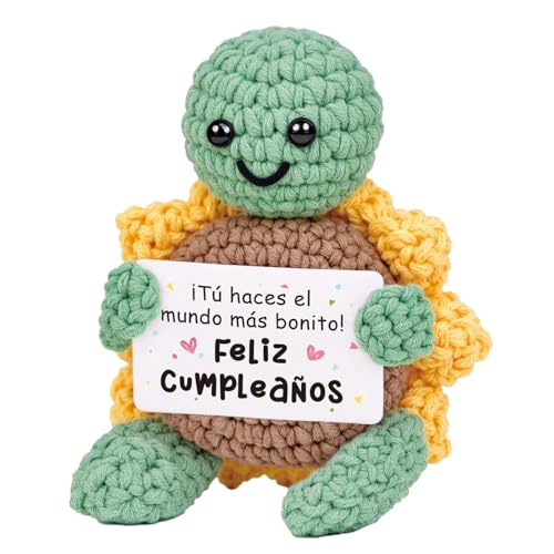 CheriGift Tartaruga girassol positiva presentes de aniversário para mulher, tartaruga artesanal, presente original de aniversário para amiga mãe irmã mulher 7 x 5 x 10 cm