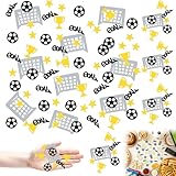 Decoración temática de fútbol para cumpleaños, 100 piezas de confites de fútbol en colores blanco, negro y dorado, ideal para fiesta de fútbol, para todas las edades