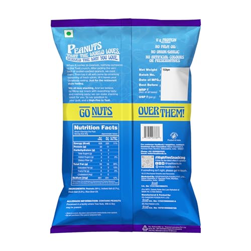 Image of Taali Roasted Peanuts - Salted Peanuts |Crunchy Healthy Snacks | No Trans Fat, Gluten free, Roasted Not Fried (Pack of 8 x 150 gms)(weight may vary)
