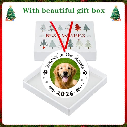 WaaHome Picture Frame Dog Memorial Christmas Ornaments 2026 - Forever in Our Hearts Personalized Pet Memorial Ornaments for Christmas Tree, Pet Remembrance Gifts for Loss of Dogs Cats Pets — view 5
