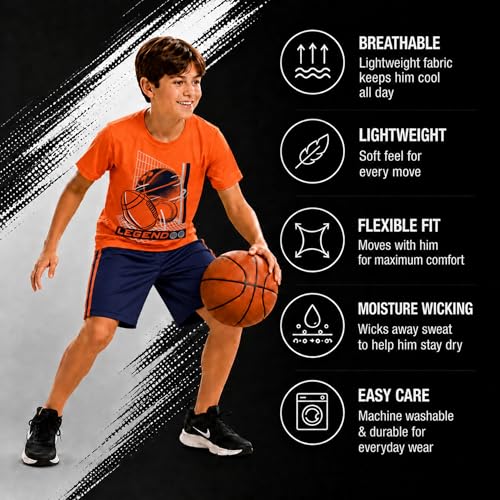 Image of Pro Athlete Active Boys Short Sets - 3 Piece Performance Short Sleeve T-Shirt and Dry Fit Shorts - Boys Athletic Sets (8-16)