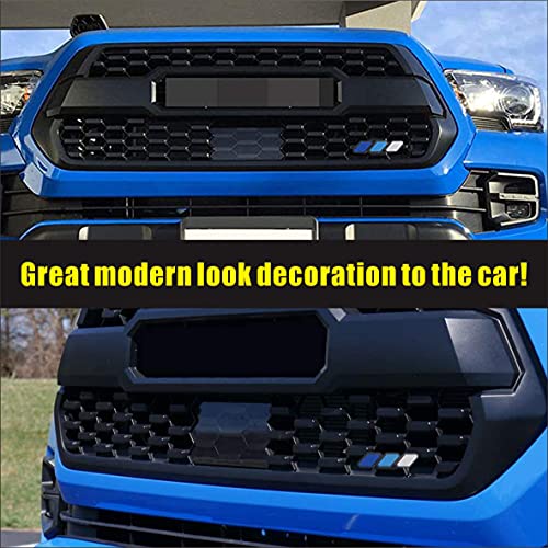 Image of Tri-Color Grille Badge Emblem Decoration Accessories Car Truck Label Compatible for Tacoma 4Runner Tundra Sequoia Rav4 Highlander (Dark Blue /Sky Blue /White)