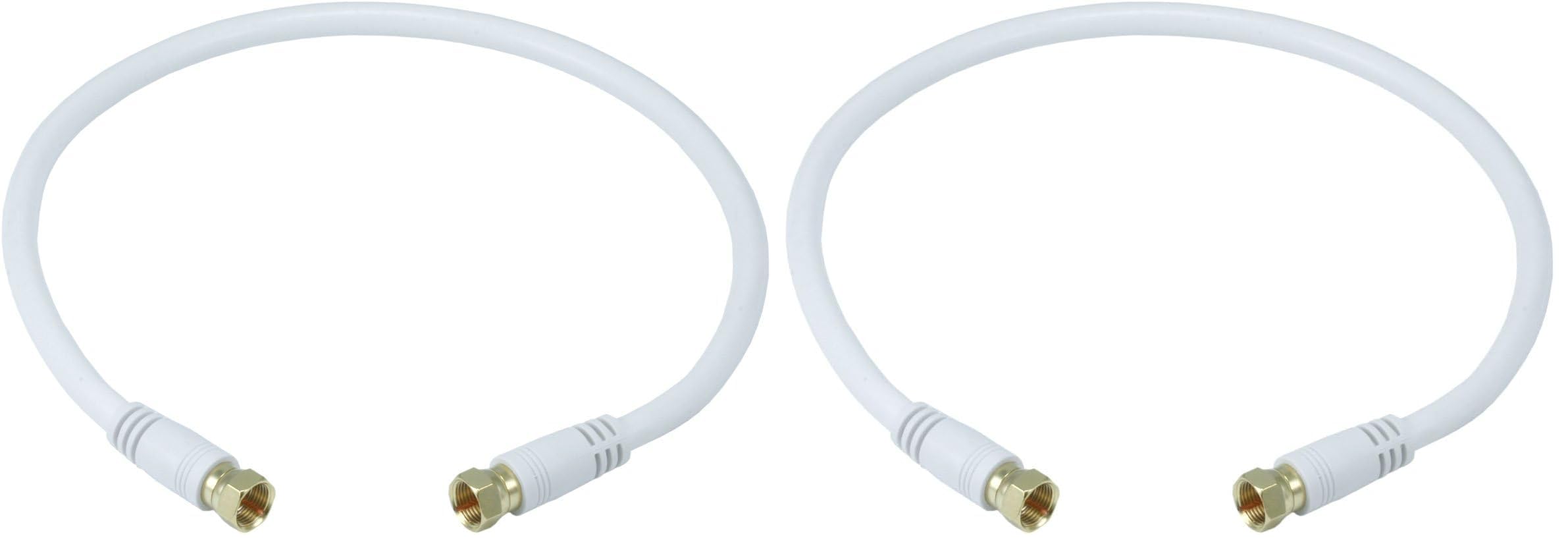 Monoprice RG6 Quad Shield CL2 Coaxial Cable with F Type Connector (Pack of 2)
