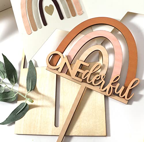 Boho Rainbow Cake Topper Wood Onederful Birthday Topper - Boy Girl 1St Birthday Cake Topper First Birthday Decor Cake Smash, Birthday Cake For Photo Booth Props, First Anniversary #TOP5