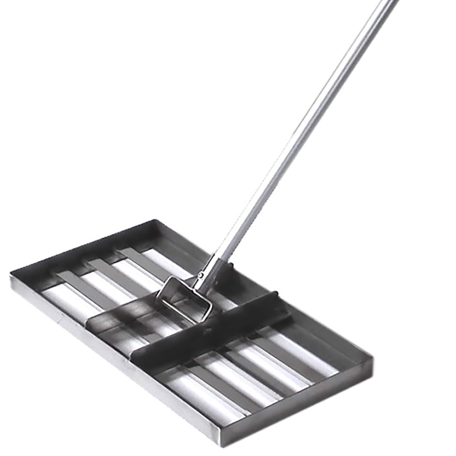 Rastrello livellatore per prato da 1,98 m in acciaio inossidabile, lunghezza regolabile, manico lungo, attrezzo manuale da giardinaggio per giardino, cortile, prato, fattoria, campo da golf.