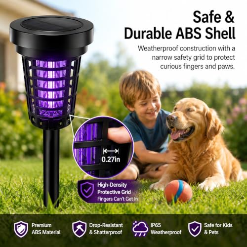 Image of 4 Pack Solar Bug Zapper Outdoor, 2-in-1 Mosquito Zapper