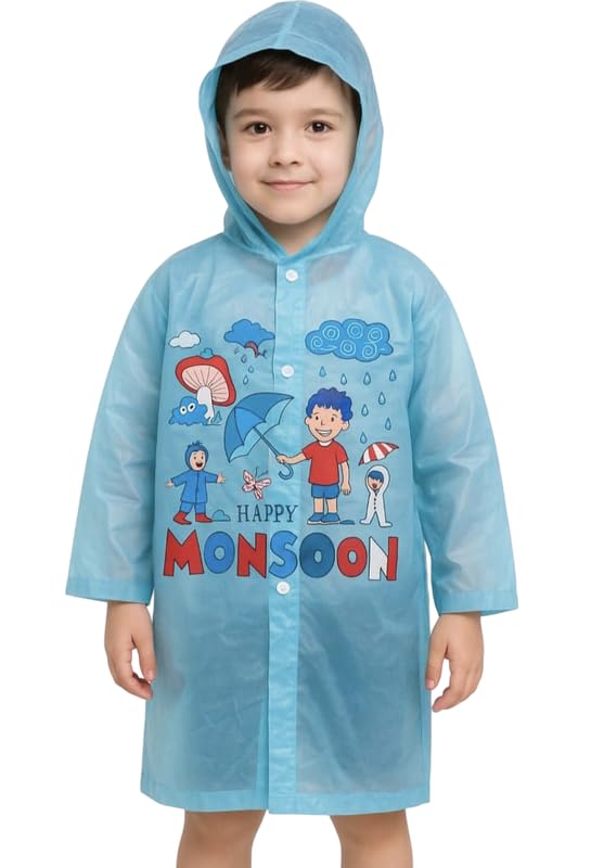 magic PVC Cartoon Printed Raincoat/Rainsuit (Dolly) for Boy's & Girl's (Blue) (Pack of 1) (Multisize)-picture-30