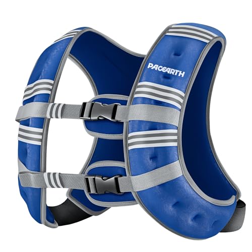 Image of PACEARTH Weighted Vest,6lb /8lb /10lb /12lb /16lb /20lb /25lb /30lb Weight Vest with Reflective Stripe, Body Weight Vests for Women, Men, Weight Loss Workout, Strength Training, Running, Walking, Jogging