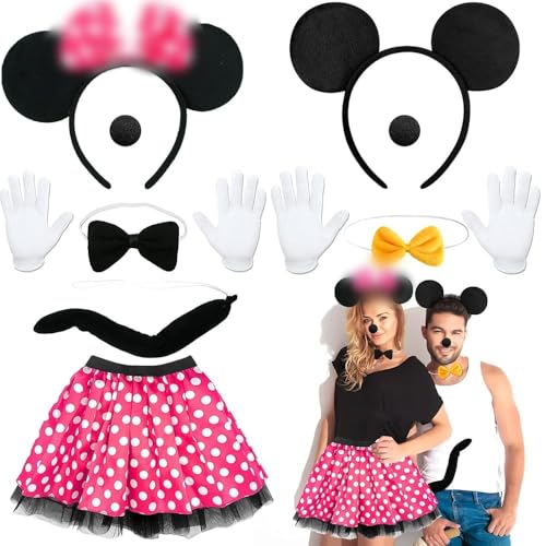 deguisement Mouse Femme, Adulte Tutu Rose Rouge, Cosplay Tenues de Fête Cadeaux de vacances