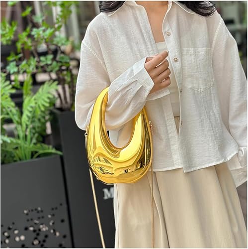 Image of Metallic Acrylic Evening Handbag for Women | Crossbody Sling Bags with Detachable Chain Strap Glossy Stylish Ladies Girls Small Size Cute Party Wedding Bag