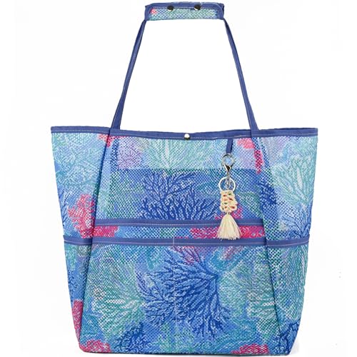 KURGOOL Mesh Beach Bag with Zipper Pocket, Large Sandproof Beach Tote Pool Bag for Women, Swim, Toys & Cruise Essentials 2025