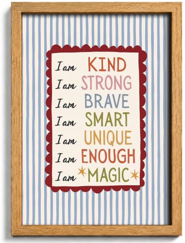Framed Kids Inspirational Wall Art I Am Kind I Am Strong Affirmation Decor